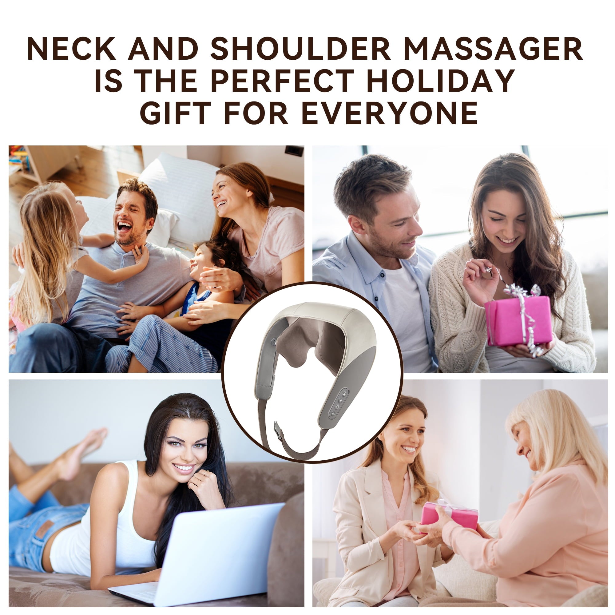 Experience Ultimate Relaxation with the Shiatsu Back, Shoulder, and Neck Massager - Electric Full Body Massager with Heat - Ideal Gift for Loved Ones